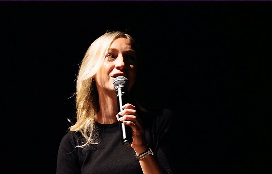 A speaker at the talent show