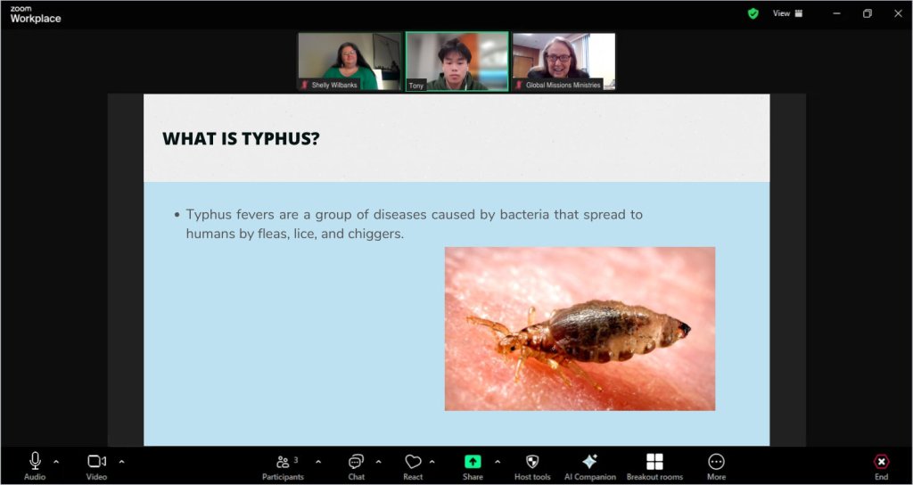 Recreated session view of a Typhus lesson for Global Mission Ministries
