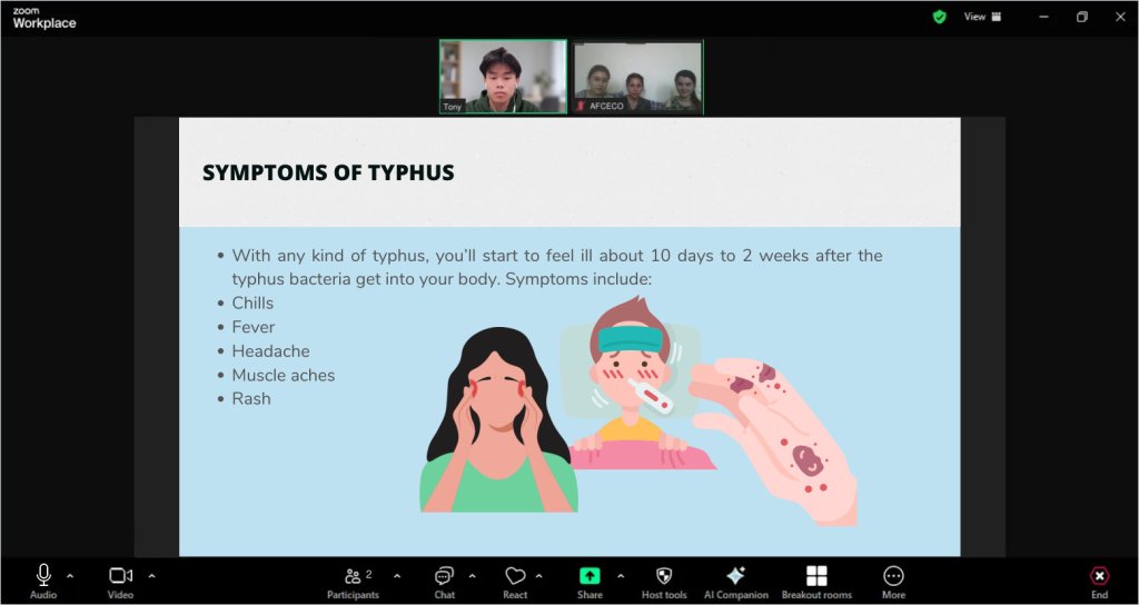 Recreated session view of a Typhus lesson for AFCECO