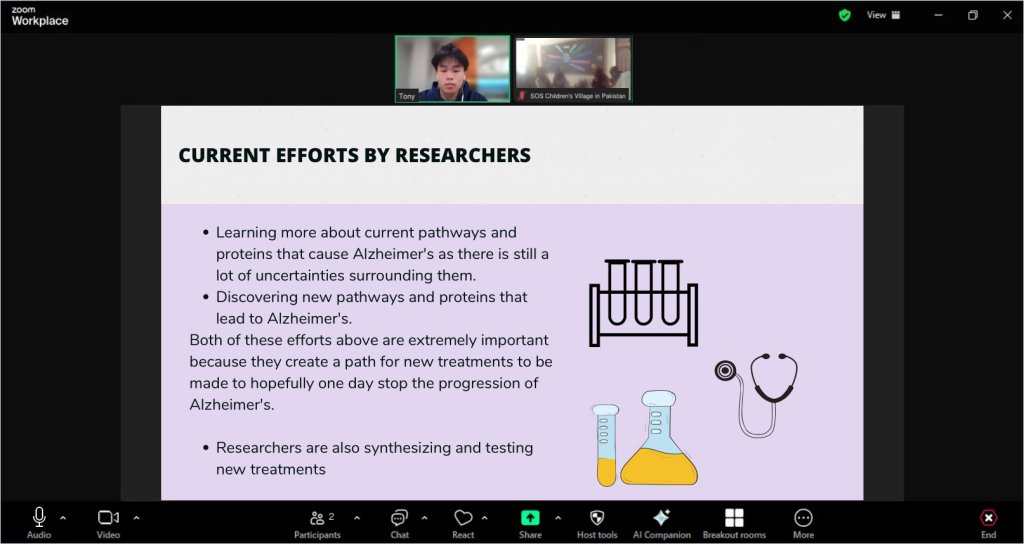 Recreated session view of a Alzheimer’s disease lesson for SOS Children’s Village