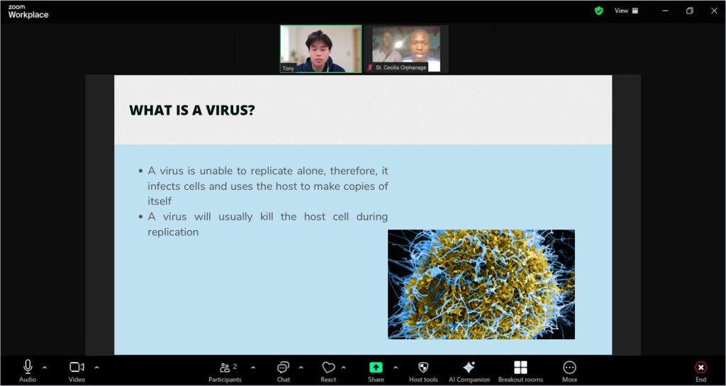 Recreated session view of a Viruses lesson for St. Cecilia Orphanage