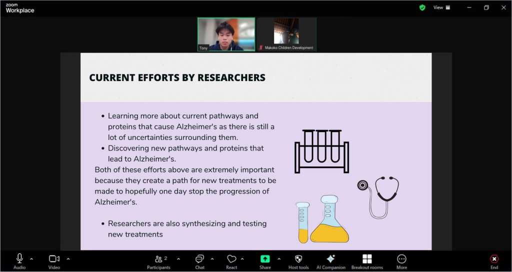 Recreated session view of a Alzheimer’s disease lesson for Makoko Children Development Foundation